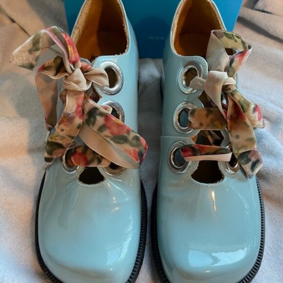 John Fluevog Paulson Light Blue Size 7 Like New Never worn Chunky Retro Boho Vog - Picture 6 of 16
